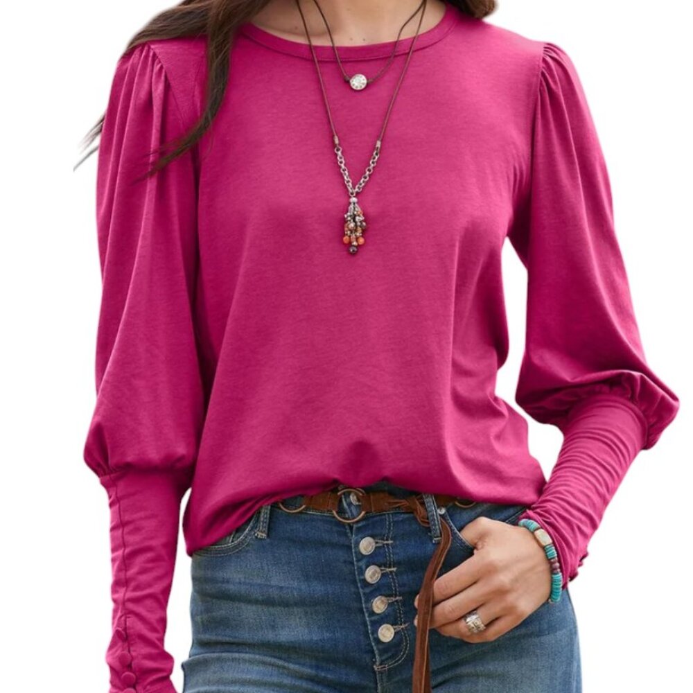 🎉🎉HP🎉🎉Sundance Living (Catalog) CAELYN TEE, Magenta, Size Large - EUC